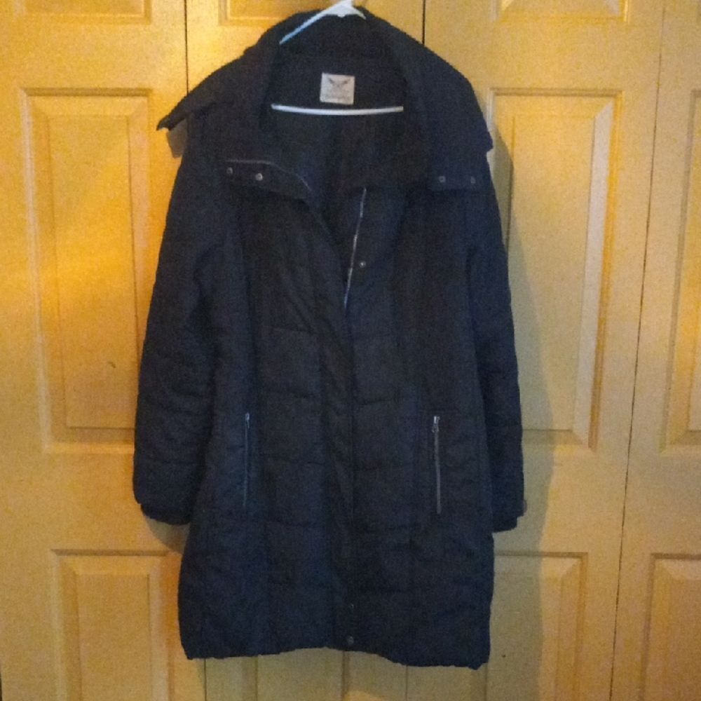 Faded Glory Women's Long Black Puffer Jacket.